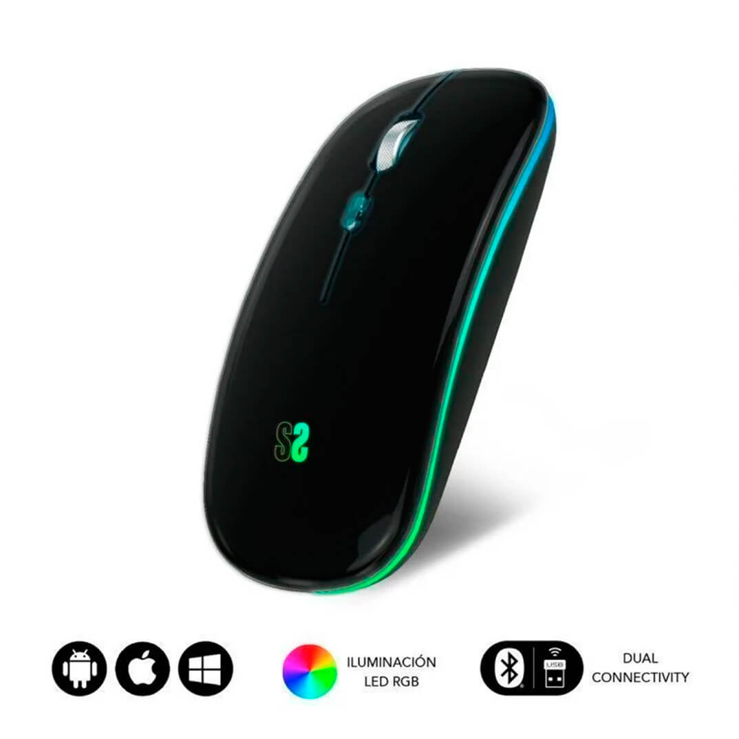 Ratolí inalàmbric Bluetooth Led Dual Flat negre
