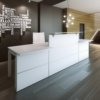 Mostrador unipanel regulable ROCK 140x60 plata/bl