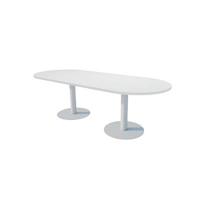 Taula base cilíndrica blanca sobre blanc 200x100