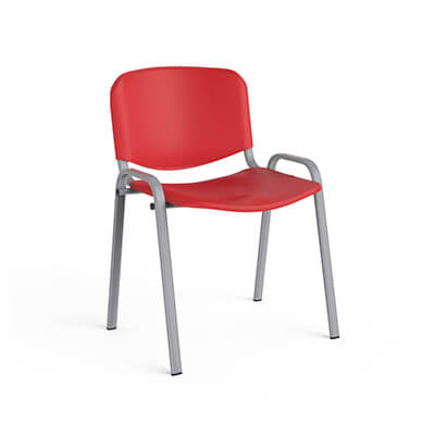 Silla COLECTIV en polipropileno rojo y tubo gris