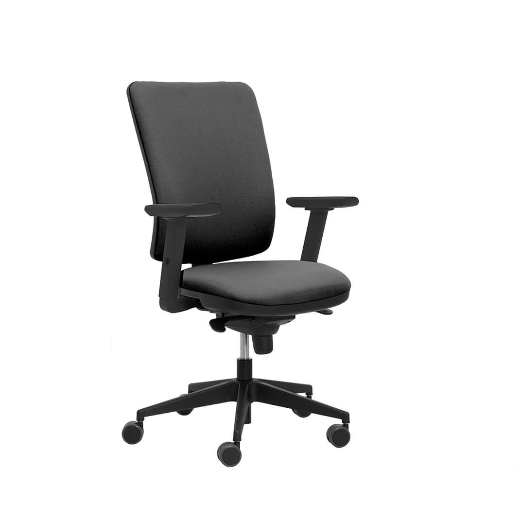 Silla NEW CLICK brazos respaldo alto tapiz negro