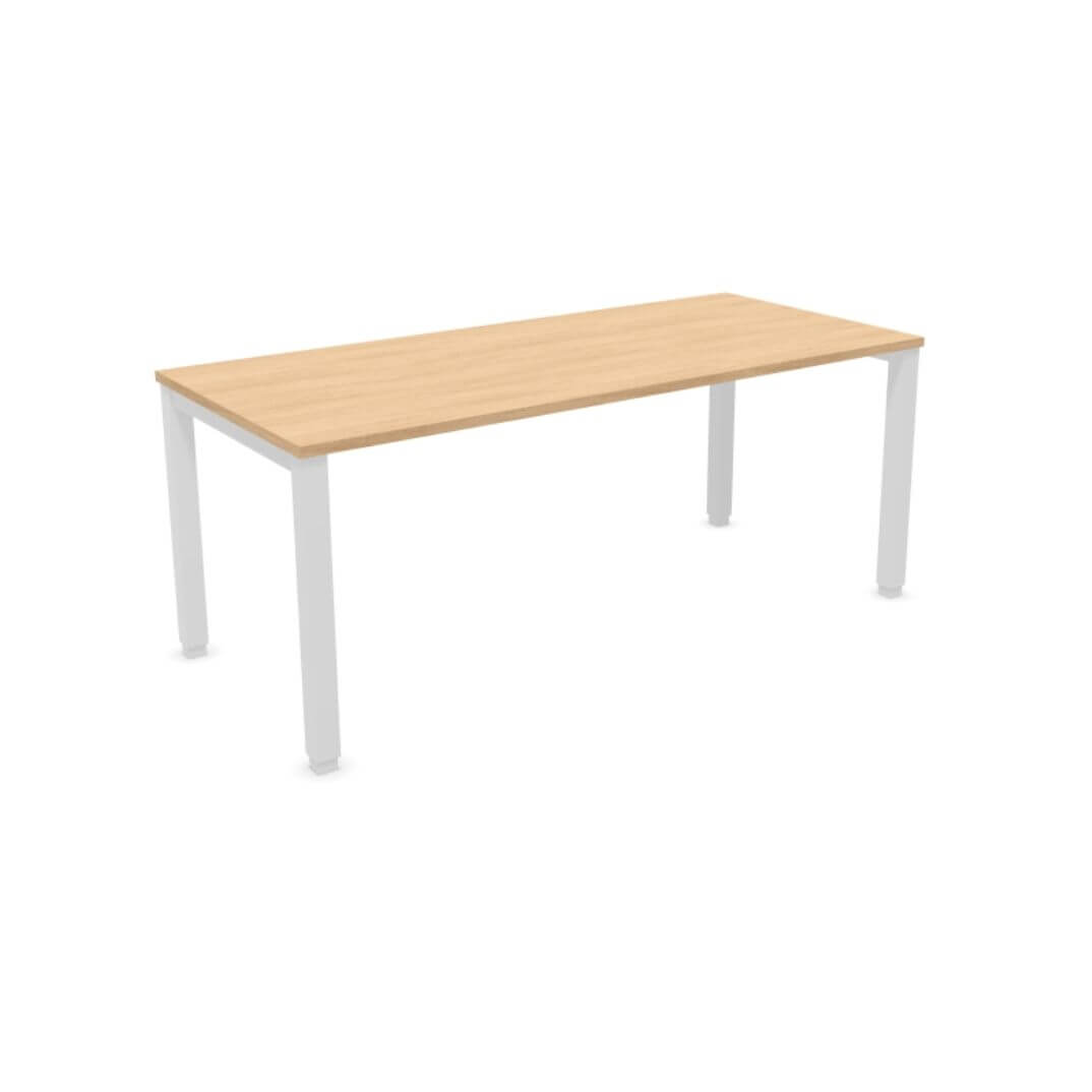 Taula TEMPO estructura blanca sobre roure 180x80