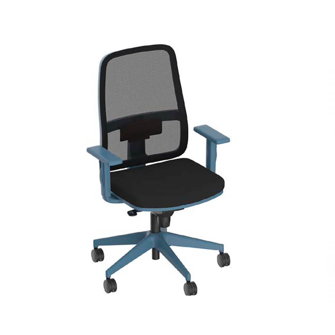 Cadira MOVE respatller malla i estructura blau