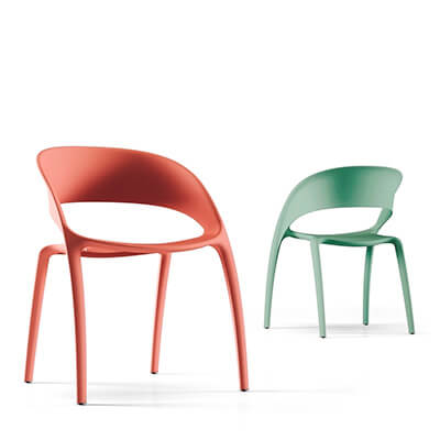 Cadira BEE de PP sense braços color coral