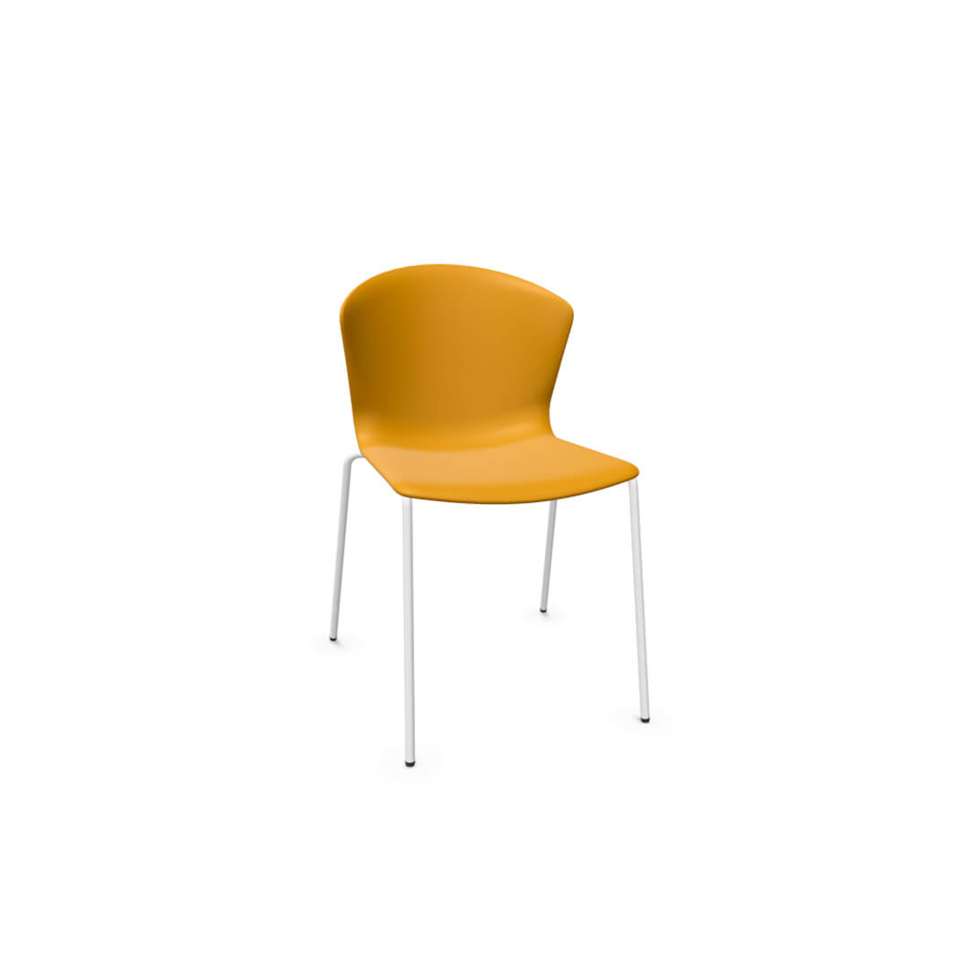 Cadira WHASS estructura blanca color mostassa