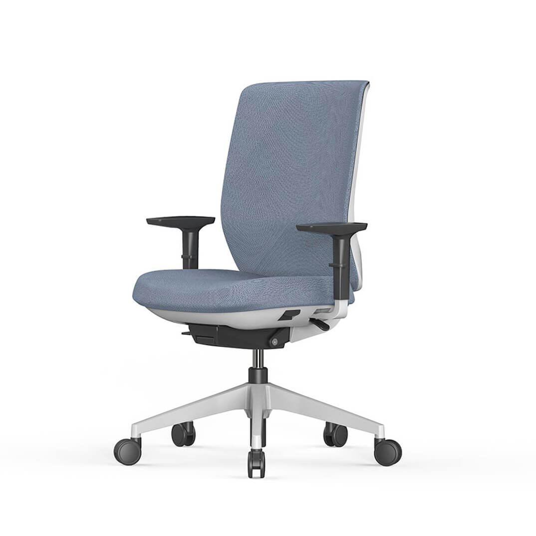 Silla TRIM estructura blanca tapizada azul claro