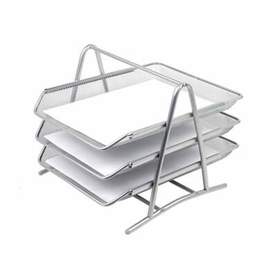 Conjunto 3 bandejas de rejilla metálica gris