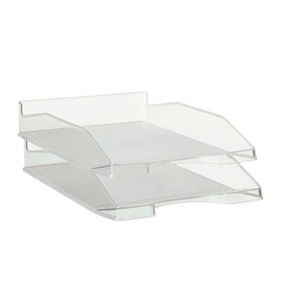 Bandeja de sobremesa transparente apilable