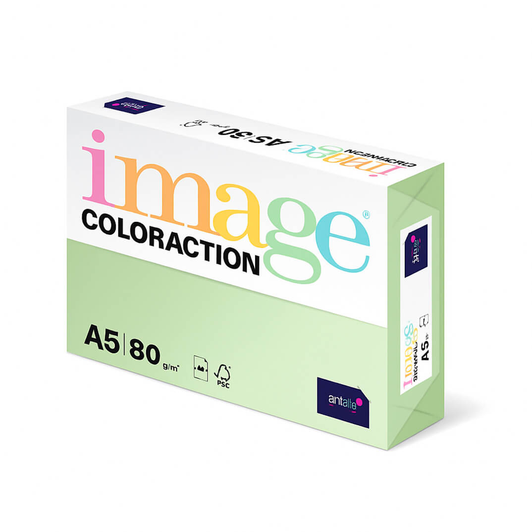 Paquete papel A5 80g verde jungle GN27 500h