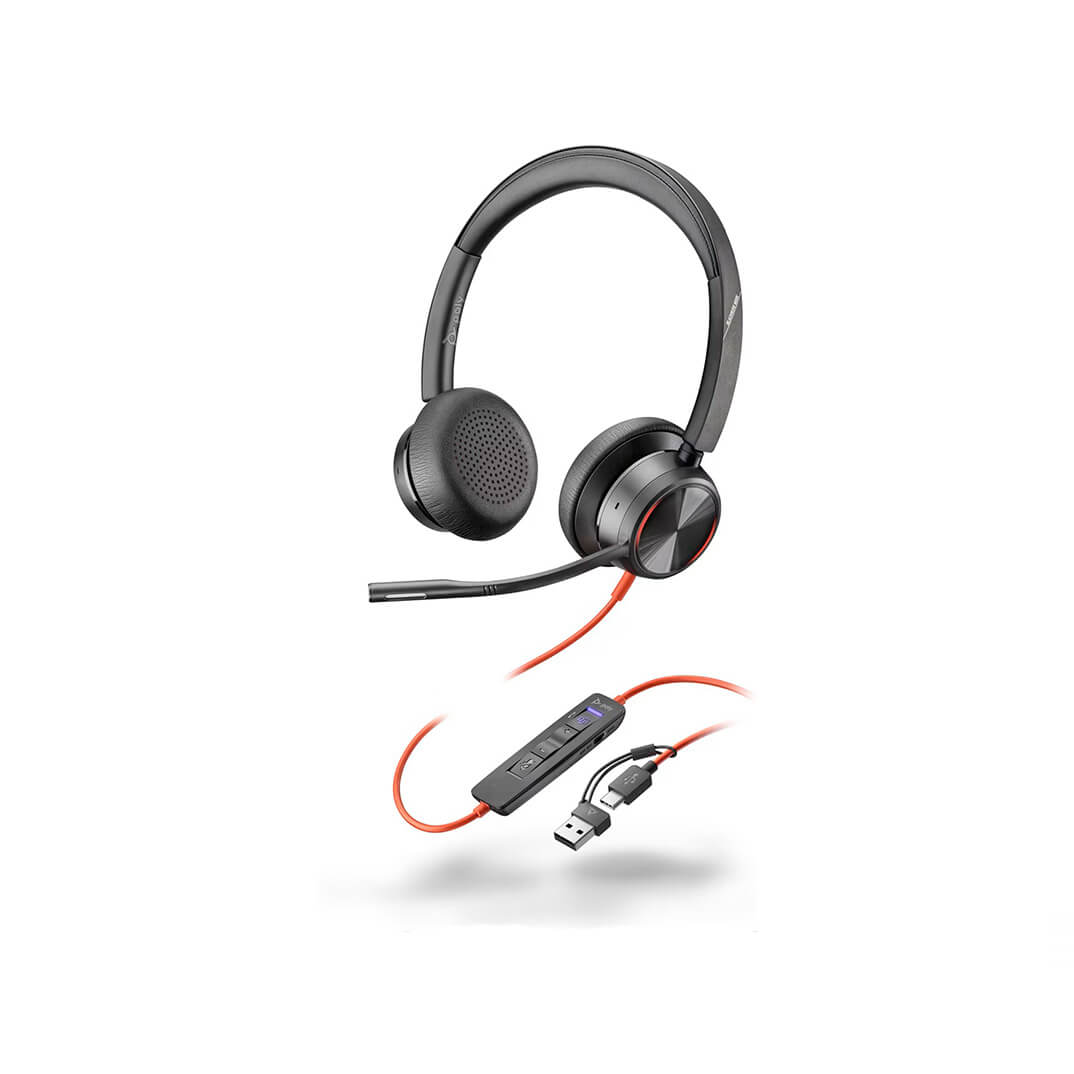 Auricular Poly Blackwire 8225 USB-C MS + adaptador