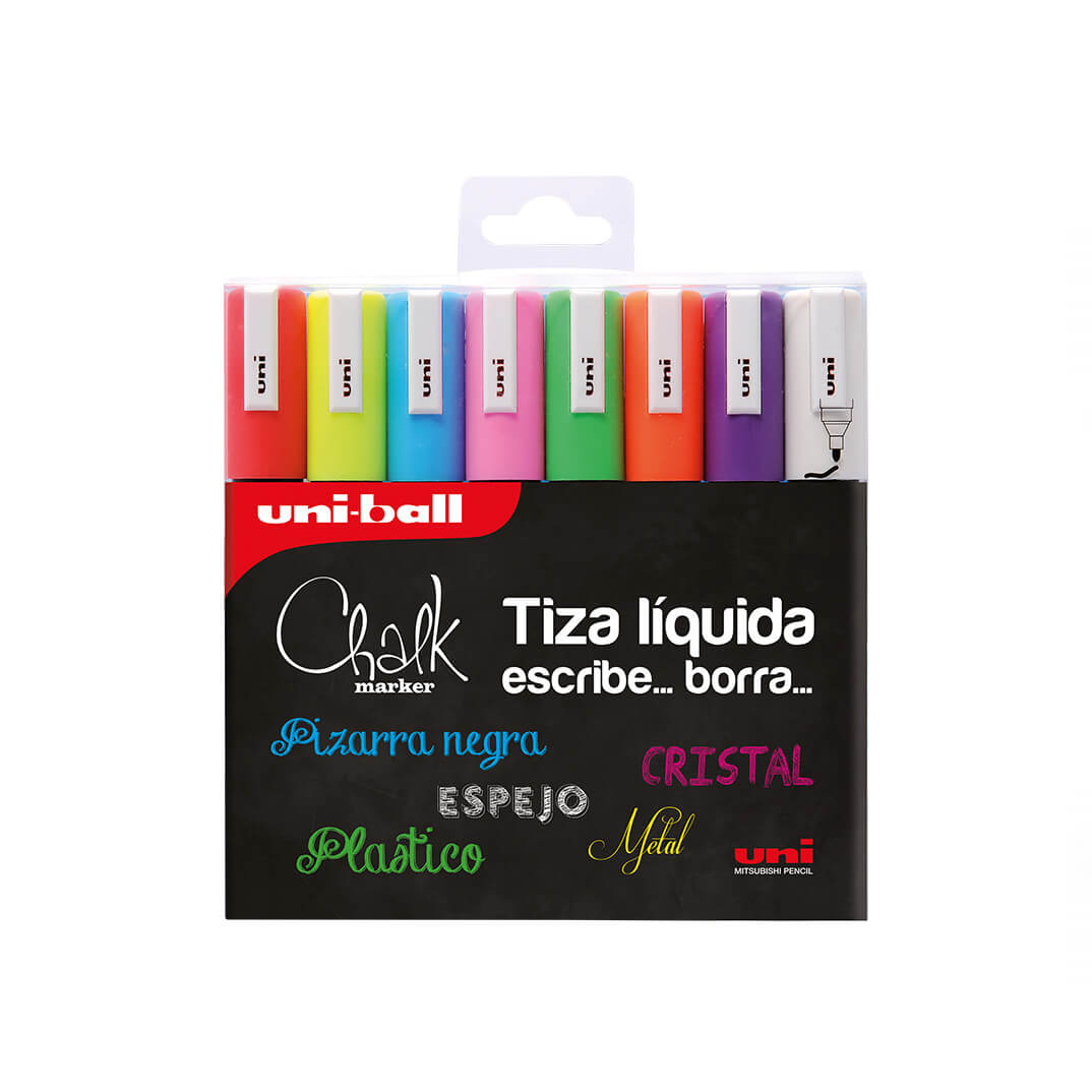 Estoig 8 marcadors guix líquid Uni Chalk 1,8mm