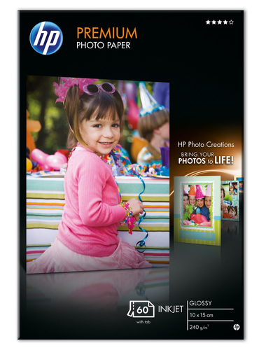 Papel fotográfico satinado HP Premium 10x15 60h