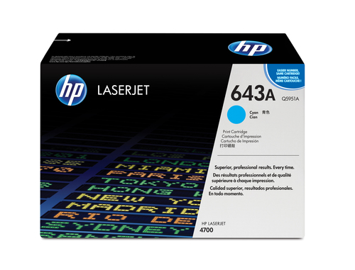 Cartucho de tóner original LaserJet HP 643A cian