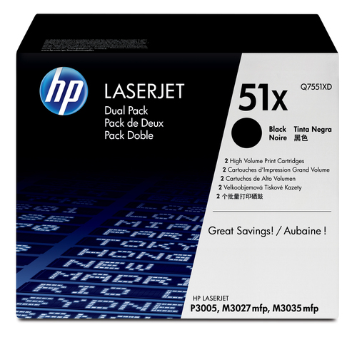 Pack 2 tóner original LaserJet HP 51X negro
