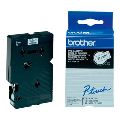 Cinta laminada Brother negro/blanco TC291