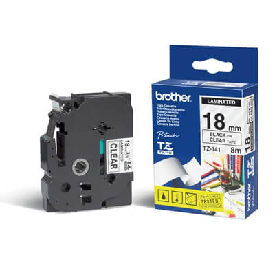 Cinta laminada Brother negre/transparent TZE141