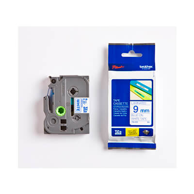 Cinta laminada Brother blanco/azul TZE223