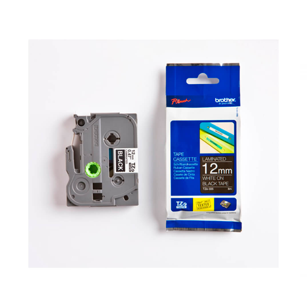 Cinta laminada Brother blanco/negro TZE335