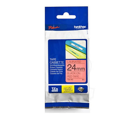 Cinta laminada Brother rojo/negro TZE451