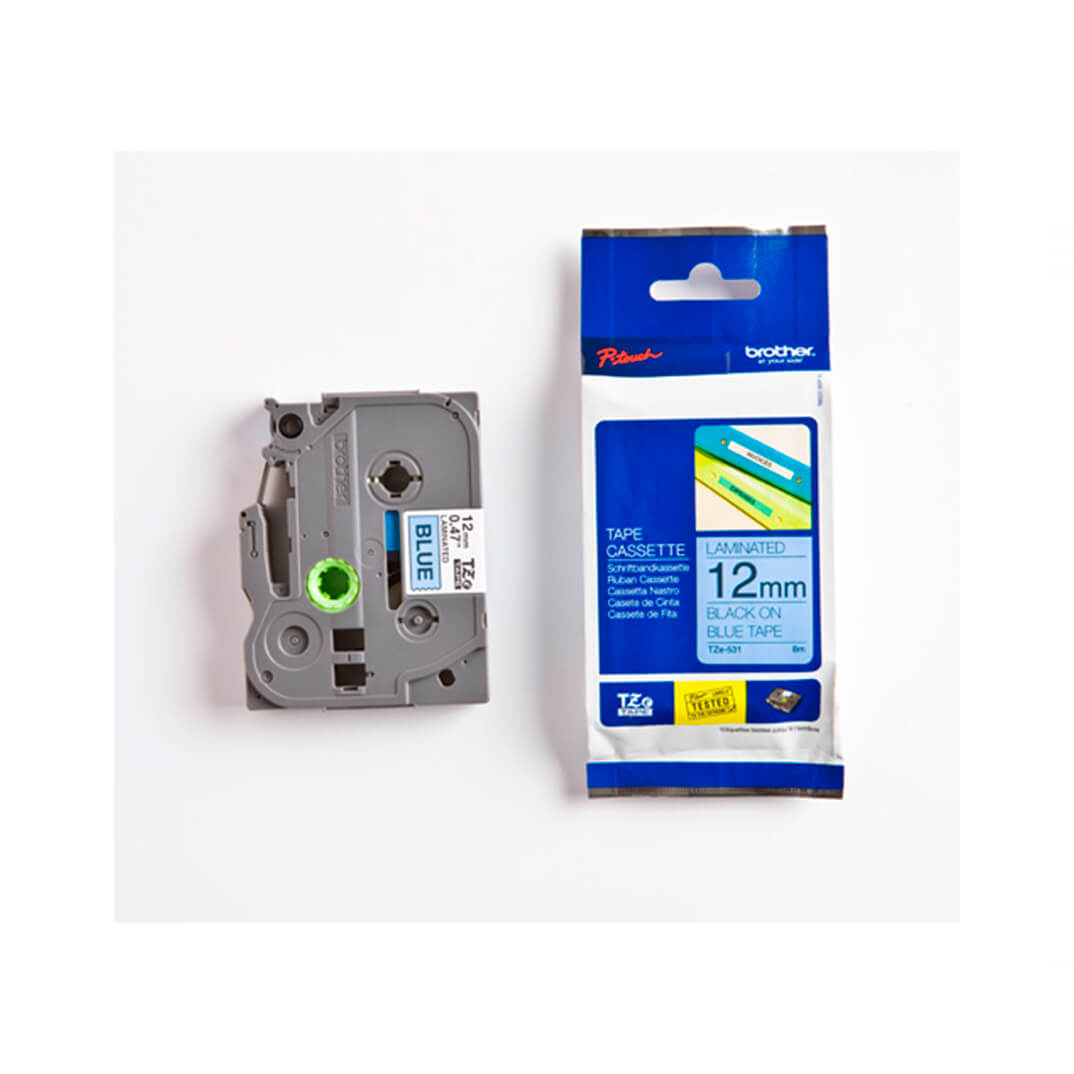 Cinta laminada Brother negro/azul TZE531