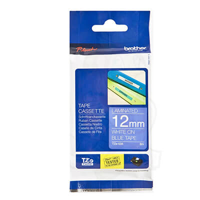 Cinta laminada Brother azul/blanco TZE535