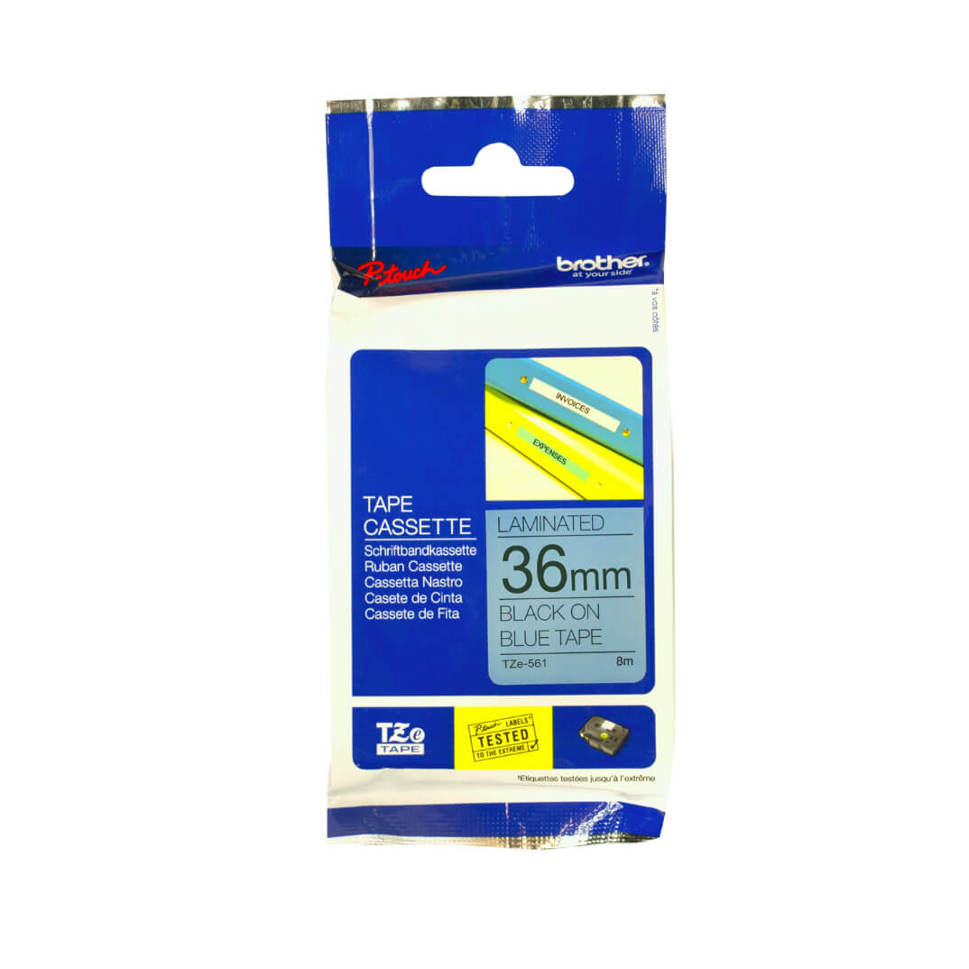 Cinta laminada Brother azul/negro TZE561