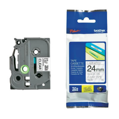 Cinta laminada Brother negre/transparent TZE151