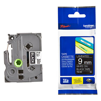 Cinta laminada Brother 9mm blanc/negre TZE325