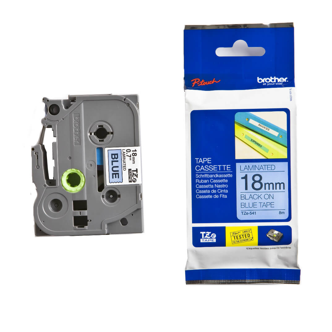 Cinta laminada Brother negro/azul TZE541