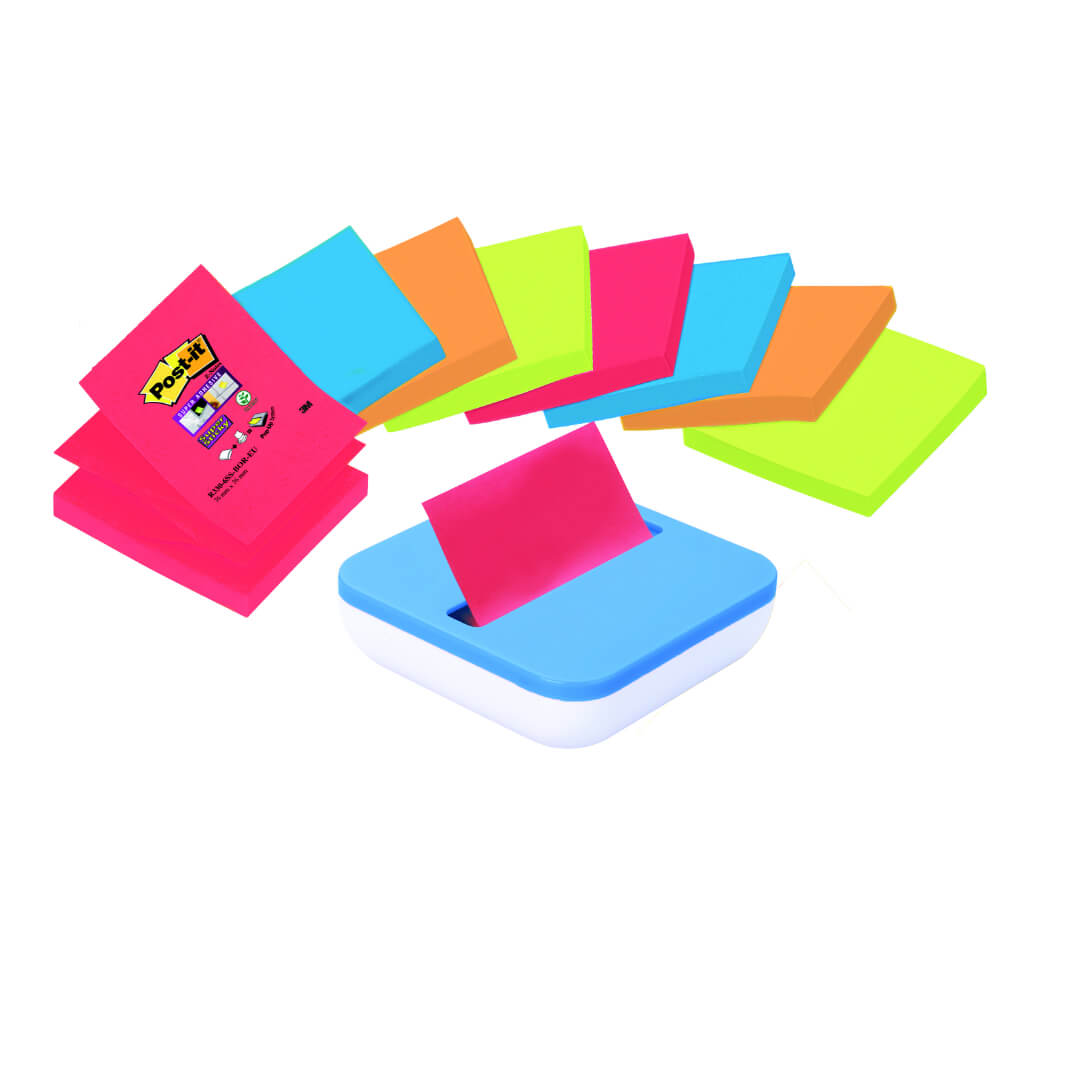POST-IT® Z-Notes Super Sticky con dispensador