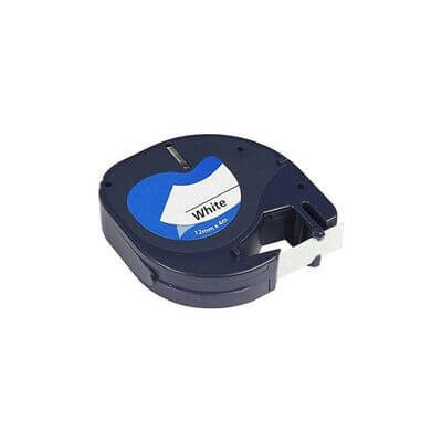 Cinta Dymo compatible tag plàstic blanc perla