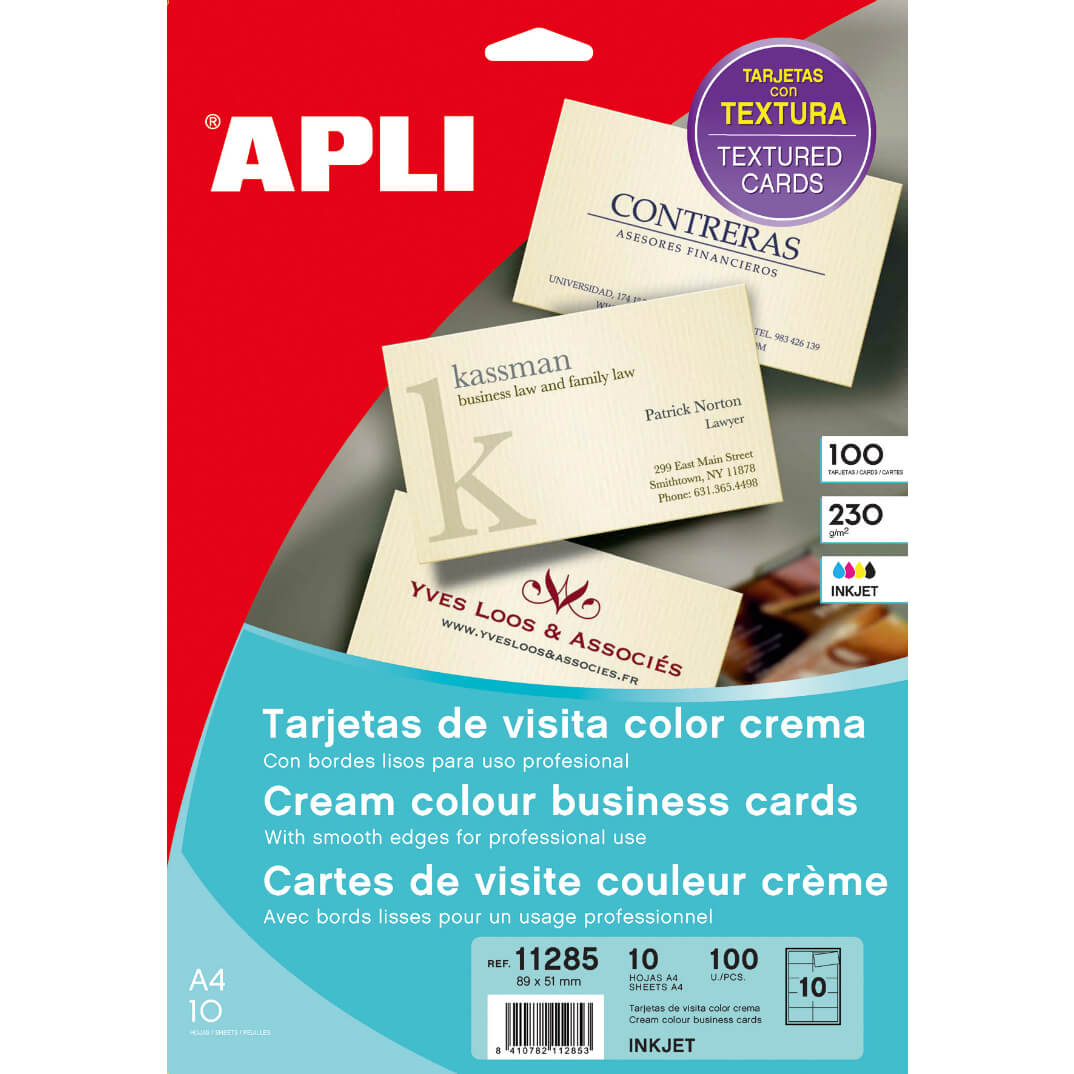 Tarjetas crema/relieve 89x51mm 230g (100u)