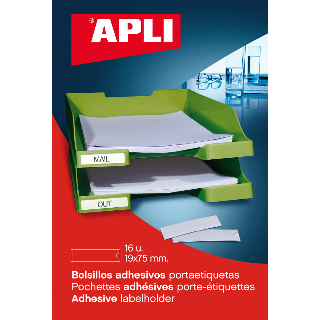 Bolsillos portaetiquetas autoadhesivos 46x75mm(6u)