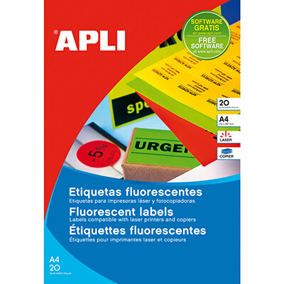 Etiquetas adhesivas A4 naranja fluorescente
