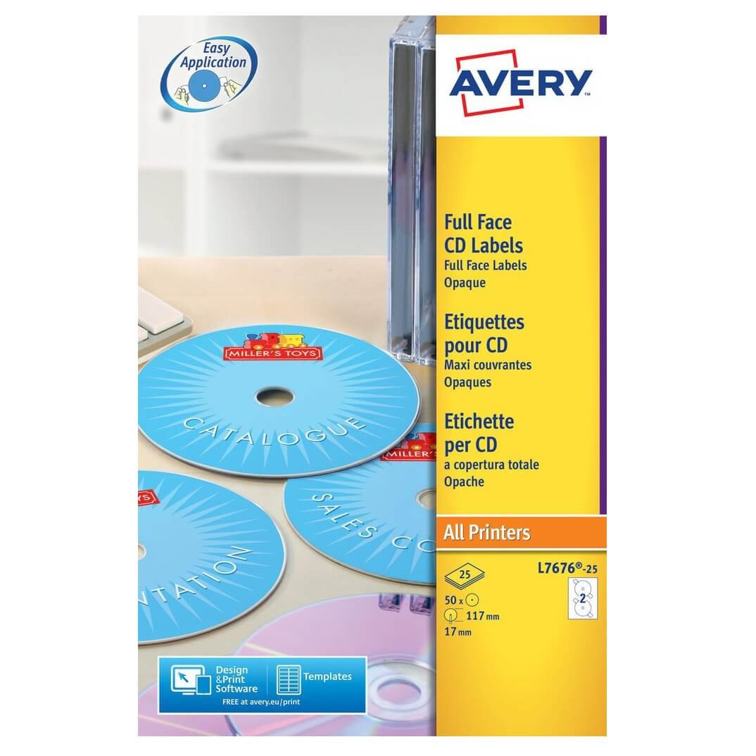 Paquete etiquetas Avery láser CD 117mm