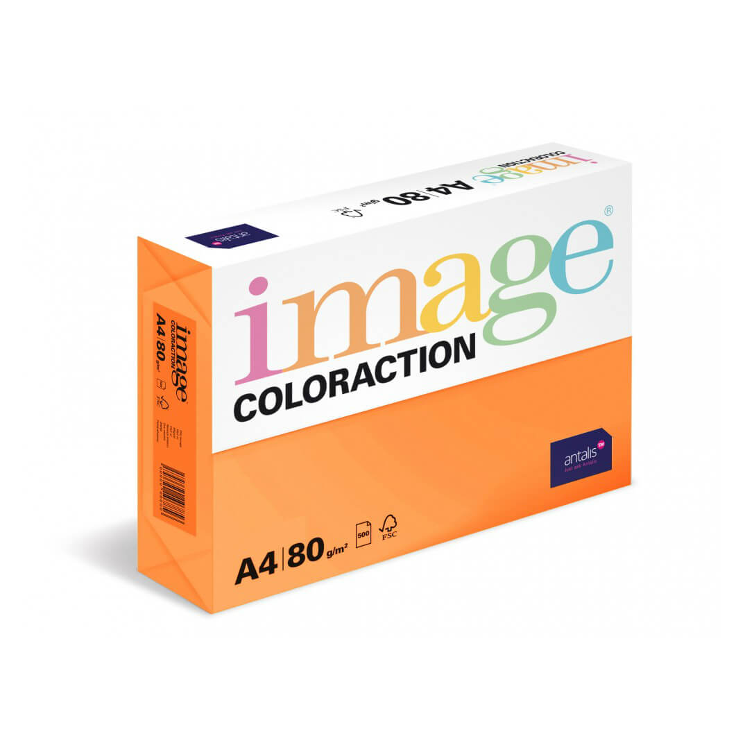 Paquete papel A4 80g naranja Acapulco neón OR43