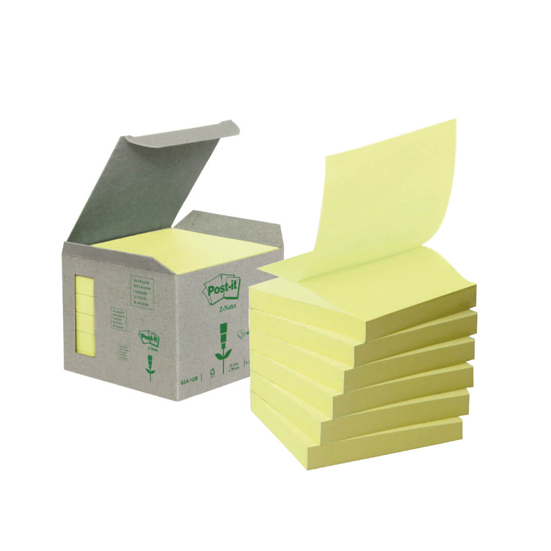 6 blocs POST-IT® Z-Notes 654 recicladas 76x76