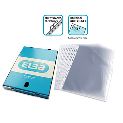 Caja 100 Fundas Folio multitaladro PP