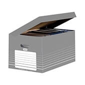 Caja contenedora con tapa integrada automontable